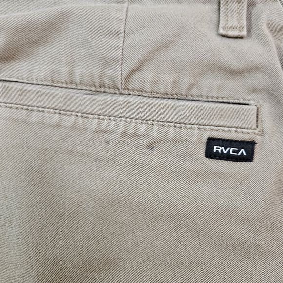 RVCA Weekend Stretch Pants Dark Tan With Pockets Mens size 30 - Picture 3 of 10